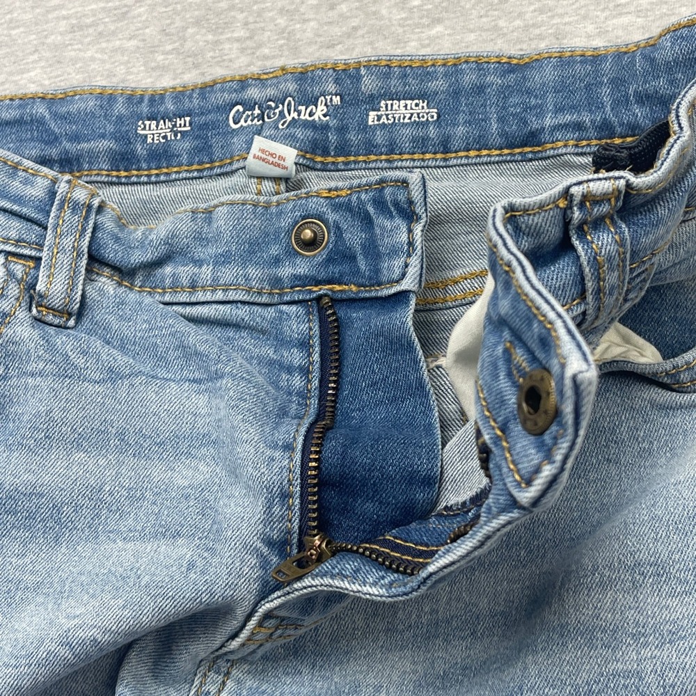 Cat & Jack Jeans Kids 14 Husky Straight Light Blue Stretch EUC - Picture 5 of 9
